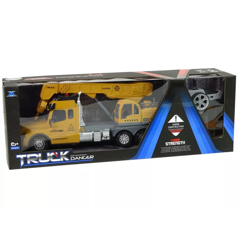 LEAN TOYS nuotoliniu valdymu sunkvežimis su kranu Pilot 2.4G šviesos garsai geltona