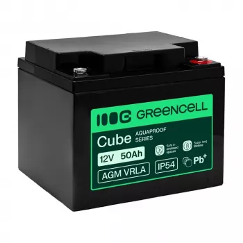 GREEN CELL AGM VRLA 12V 50Ah Priežiūros nereikalaujanti baterija UPS, 197x166x170mm
