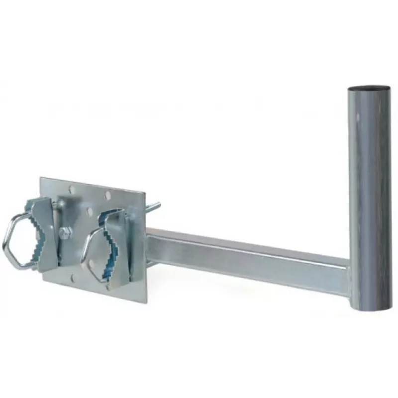 CORAB UBU-38/450-H Universalus balkoninis laikiklis palydovinėms, antžeminėms ir LTE antenoms, 38 mm stiebo skersmuo, 450 mm iškyša, karštai cinkuotas plienas, metalo pilka