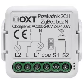 OXT Mini Relay Module 2-Channel No Neutral ZigBee TUYA T272