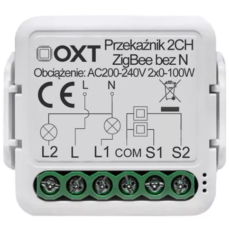 OXT Mini Relay Module 2-Channel No Neutral ZigBee TUYA T272