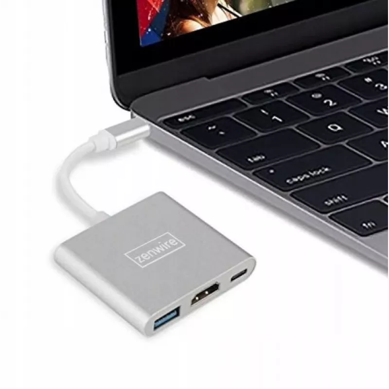 ZENWIRE BYL-2008N 3-in-1 MHL Hub USB-C į HDMI 4K adapteris, kosminė pilka