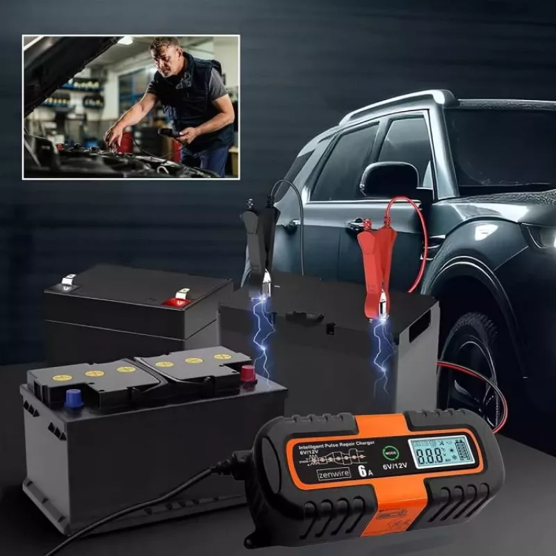 ZENWIRE JMD-6S 6V/12V 6A protingas akumuliatoriaus įkroviklis su atkūrimo funkcija AGM GEL švino-rūgšties akumuliatoriams