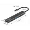 ZENWIRE BS-HC703 USB-C 7-in-1 Hub Adapter su HDMI 4K, USB 3.0, SD kortelių skaitytuvu, Power Delivery 100W, Space Gray