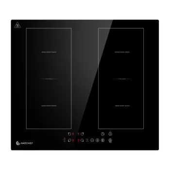 AMZCHEF CE-FS-I72S-FFDD06 Indukcinė kaitlentė, 4 zonos, 7200W, jutiklinis valdymas, įmontuojama, juodas stiklo keramikos paviršius