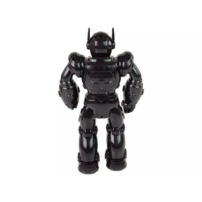 LEAN TOYS Interaktyvus robotas vaikšto, garsas, šviesos, juodas