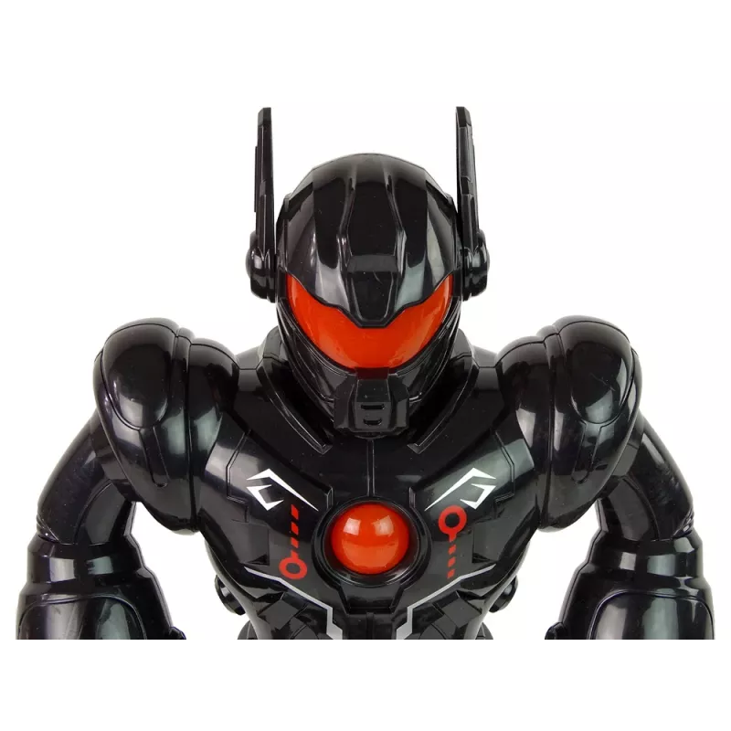 LEAN TOYS Interaktyvus robotas vaikšto, garsas, šviesos, juodas