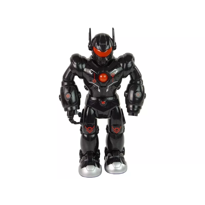 LEAN TOYS Interaktyvus robotas vaikšto, garsas, šviesos, juodas