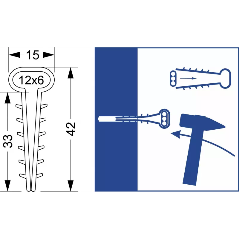 Quick Mount Clip - Flat USMP-3 Elektro-Plast Opatówek 600vnt DĖŽUTĖ 16.23