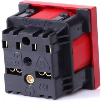JAVEL 1-Modulio vienvietis kištukinis lizdas su kištuko fiksatoriumi, raudonas, 16A 250V AC, įleidžiamas, E/F tipo