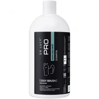 DR LUCY PRO EASY BRUSH 1L šampūnas ilgų, tekančių kailių šunims – išnarpliojantis ir lengvas šukavimas
