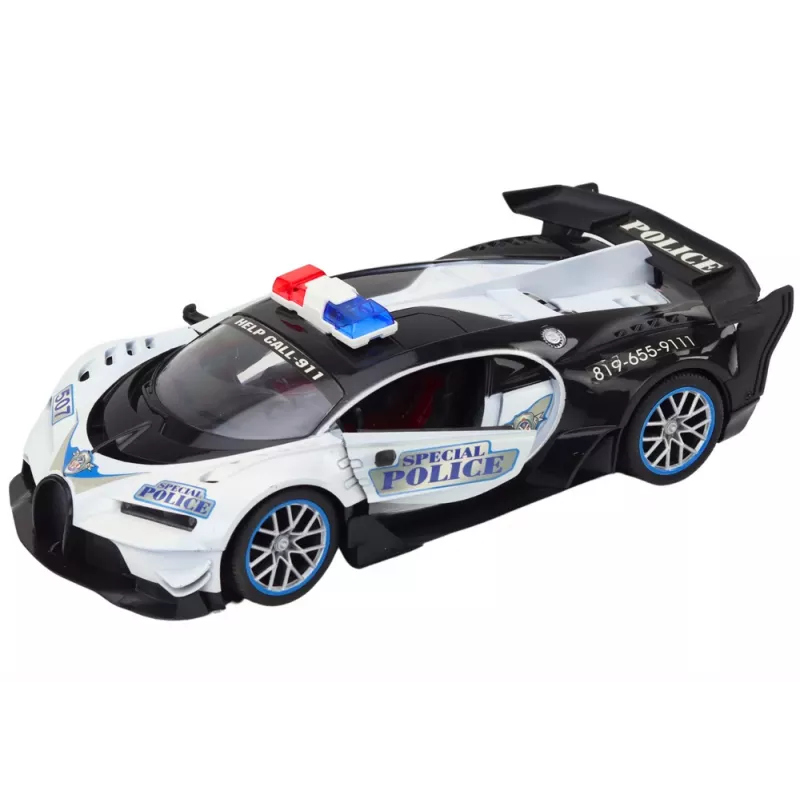 LEAN TOYS nuotoliniu valdymu policijos automobilis, 1:12 mastelis, baltas