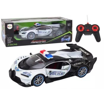 LEAN TOYS nuotoliniu valdymu policijos automobilis, 1:12 mastelis, baltas
