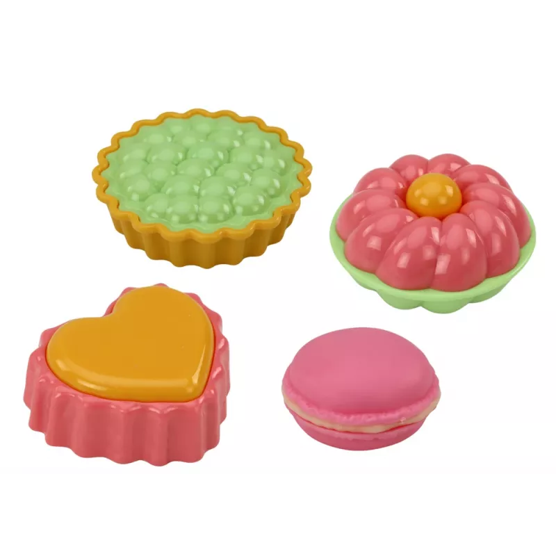LEAN TOYS Arbatos rinkinys lagamine - 15 dalių skardinis stalo indų rinkinys su puodeliais, lėkštelėmis, pyrago stovu ir padėklu - rožinė, mėlyna, balta gėlių raštas - nešiojamas vaidmenų žaidimo žaislas vaikams nuo 3 metų
