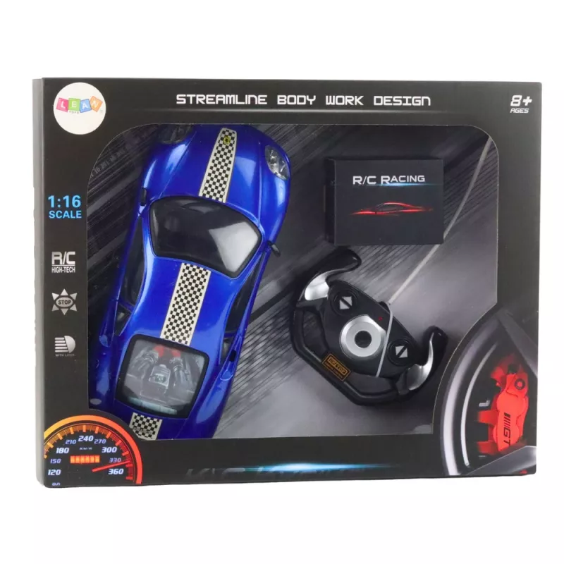 LEAN TOYS nuotoliniu valdymu valdomas sportinis automobilis RC su šviesomis mėlynas 1:16