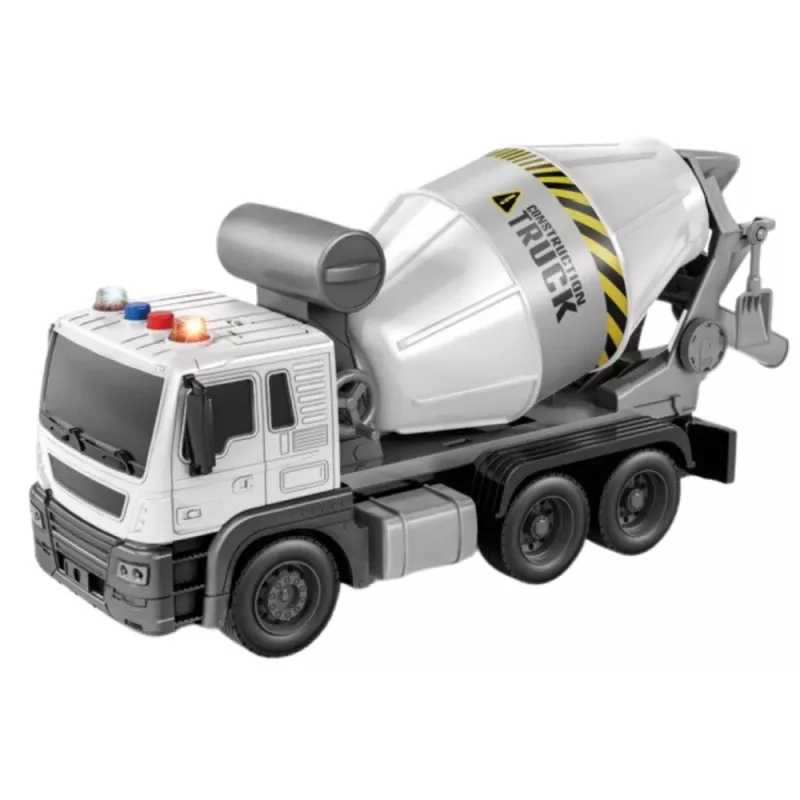 LEAN TOYS Mėlynas betono maišytuvas su besisukančiu būgnu, garso ir šviesos efektais