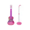 LEAN TOYS Elektrinės gitaros stovo rinkinys su mikrofonu, maitinamas baterijomis, rožinis