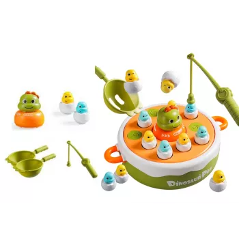 LEAN TOYS Žaidimas Dinozaurų Meškerės Priedai Mediniai Žali