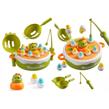 LEAN TOYS Žaidimas Dinozaurų Meškerės Priedai Mediniai Žali