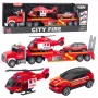 LEAN TOYS Fire Truck Tow Truck Helicopter Car Lights Sounds Red