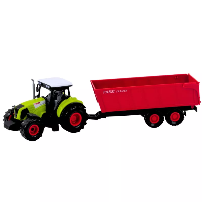 LEAN TOYS Set Truck Tractor with Trailer Lights and Sounds Red