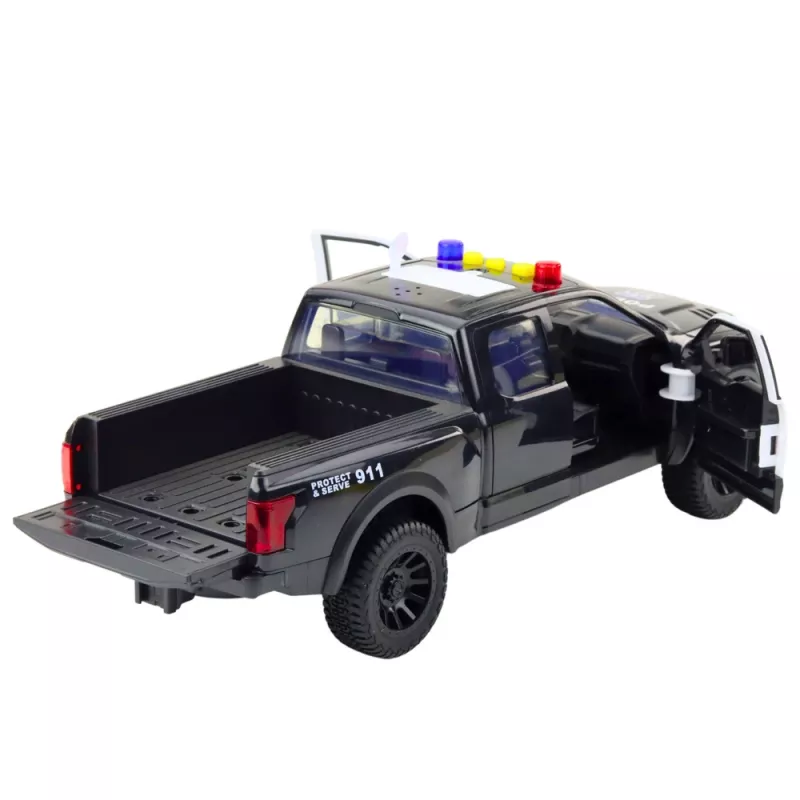 LEAN TOYS Pickup Truck With Engine Lights Sounds Gray 1:12