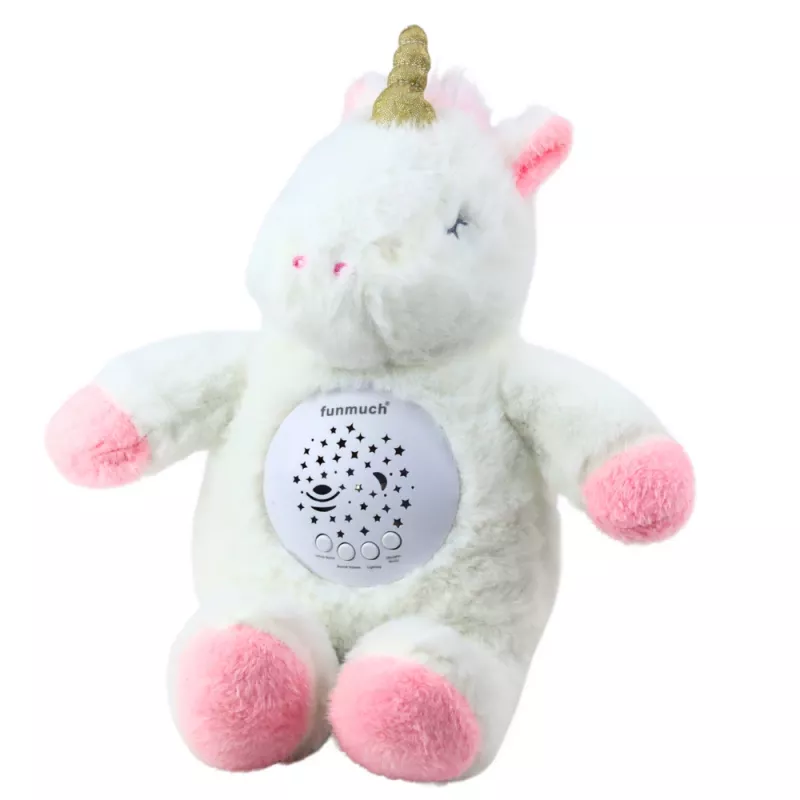 LEAN TOYS Plush Unicorn Sleeping Cuddly Toy Projector Sound