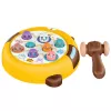 LEAN TOYS Whack-A-Mole įgūdžių žaidimas su dviem plaktukais, kačiukas, geltona, ruda