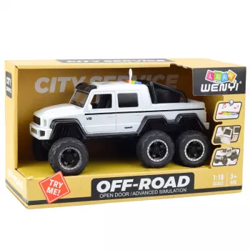 LEAN TOYS Visureigis Friction Drive Šviesos Garsai Perlų Baltas 6x6 1:16