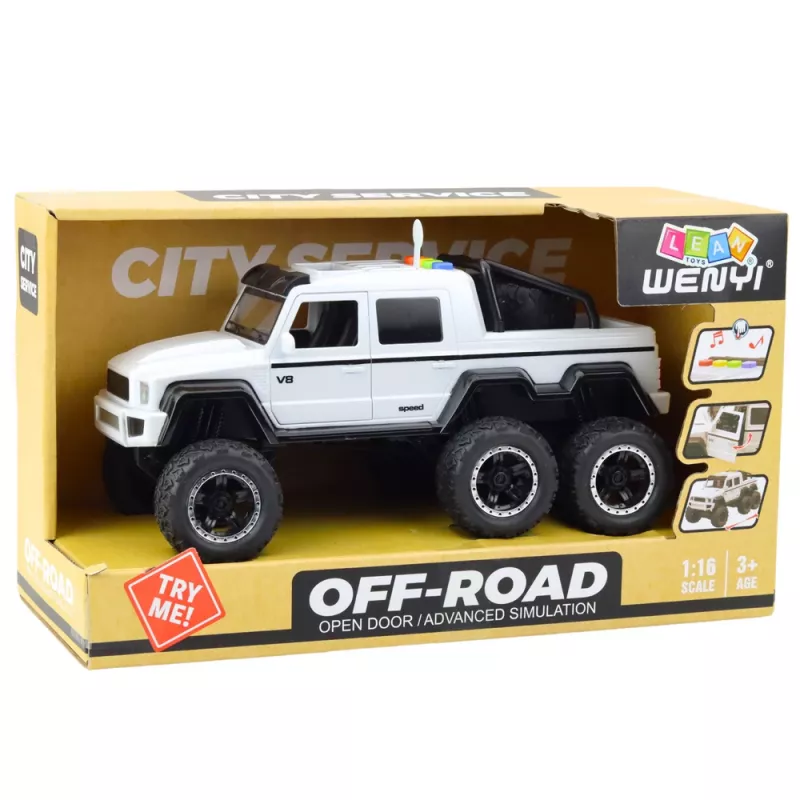 LEAN TOYS Visureigis Friction Drive Šviesos Garsai Perlų Baltas 6x6 1:16