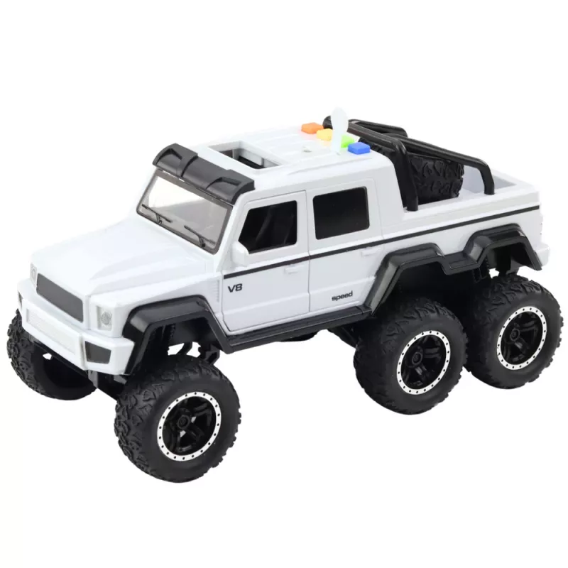 LEAN TOYS Visureigis Friction Drive Šviesos Garsai Perlų Baltas 6x6 1:16