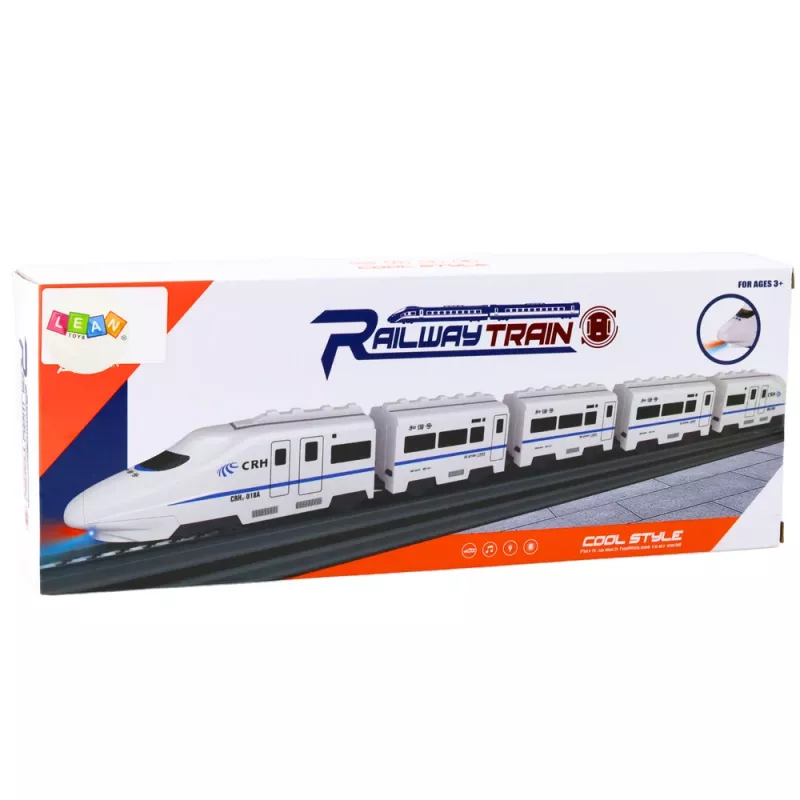 LEAN TOYS Interaktyvus traukinukas su garsais ir šviesomis, baltas, 62 cm