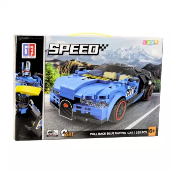 LEAN TOYS Robot Car 2in1 Hurricane Blue Construction Bricks 328 vnt.