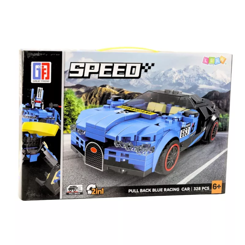 LEAN TOYS Robot Car 2in1 Hurricane Blue Construction Bricks 328 vnt.