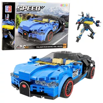 LEAN TOYS Robot Car 2in1 Hurricane Blue Construction Bricks 328 vnt.