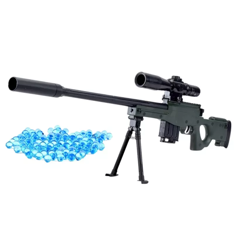 LEAN TOYS Snaiperinio šautuvo replika AWM su stovu vandens geliniams rutuliukams 80cm