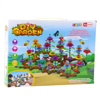 LEAN TOYS Creative Garden Flowers Construction Blocks Set 198 vnt.
