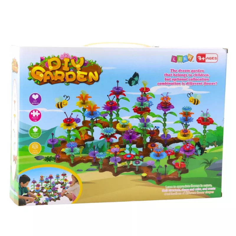 LEAN TOYS Creative Garden Flowers Construction Blocks Set 198 vnt.