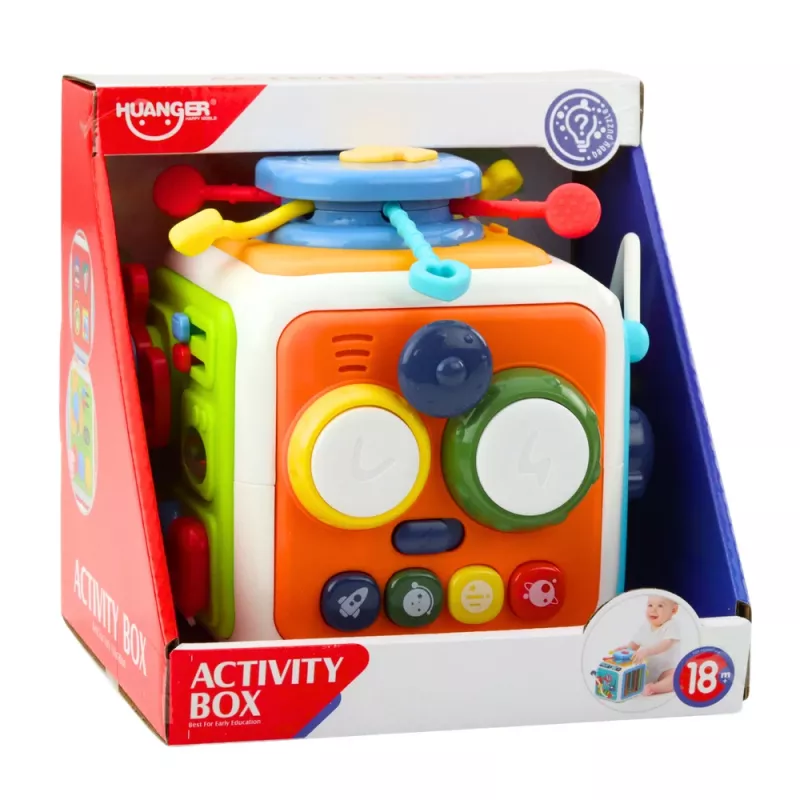LEAN TOYS Interaktyvus kubas rūšiuotojas Edukacinis Sensorinis Garsai Spalvingas