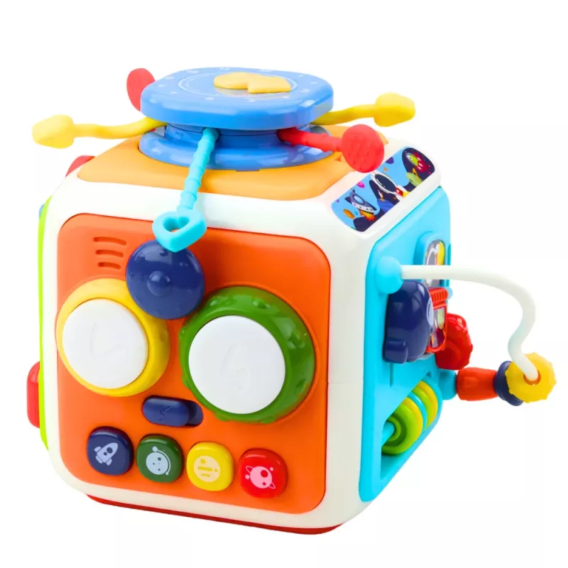 LEAN TOYS Interaktyvus kubas rūšiuotojas Edukacinis Sensorinis Garsai Spalvingas