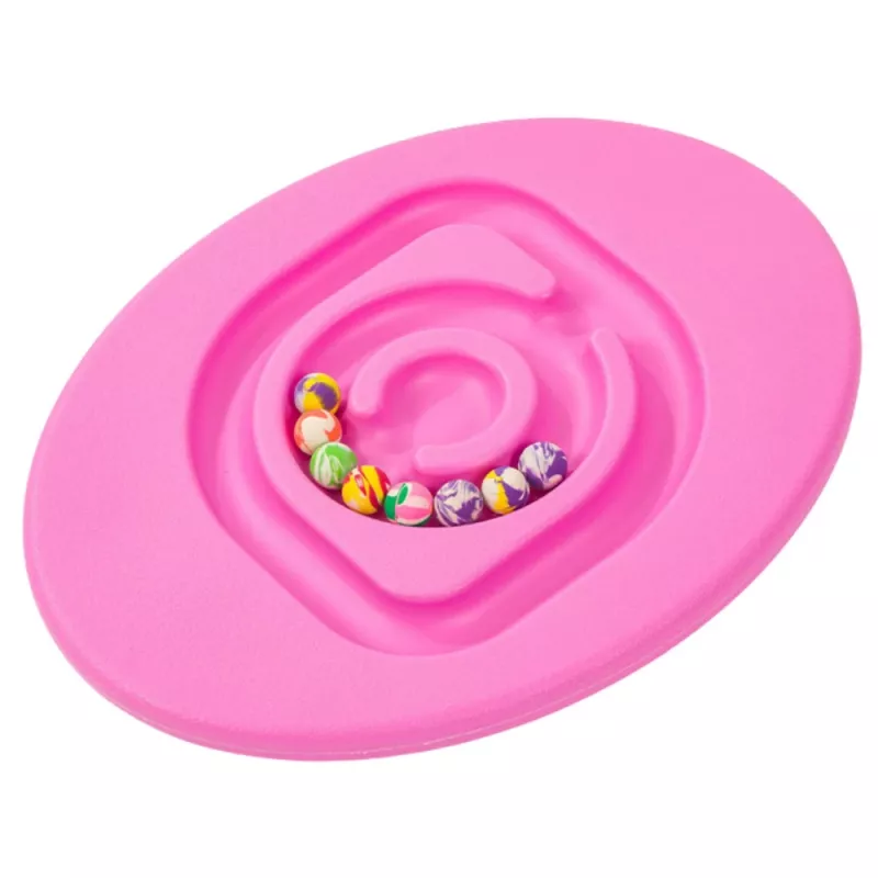 LEAN TOYS Sensorinė pusiausvyros lenta vaikams su guminiais kamuoliukais 5 vnt. Rožinė
