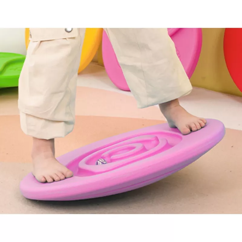 LEAN TOYS Sensorinė pusiausvyros lenta vaikams su guminiais kamuoliukais 5 vnt. Rožinė