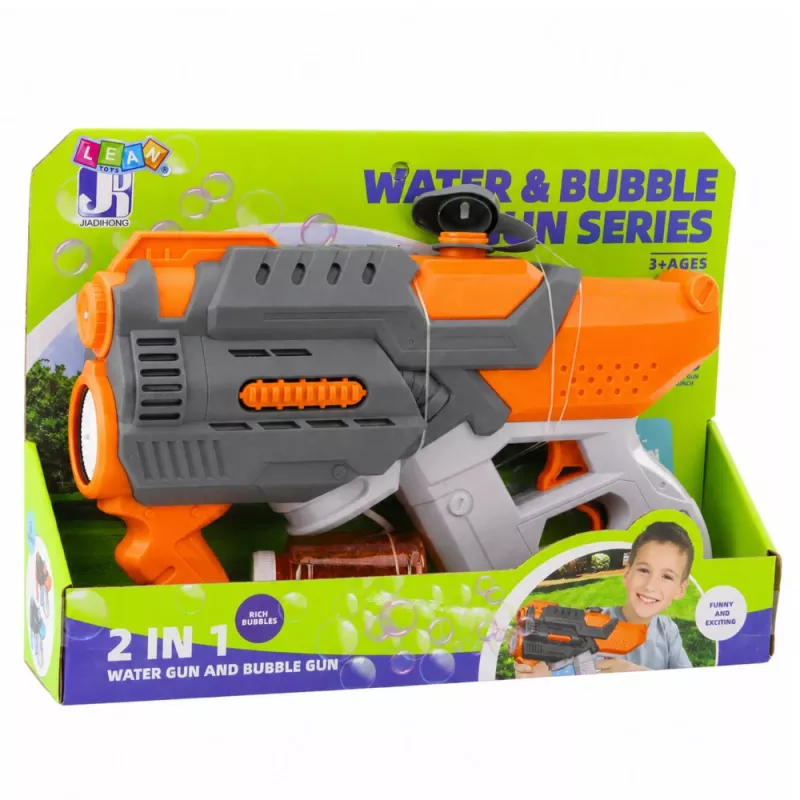 LEAN TOYS Electric Water Gun Soap Bubbles 2in1 Orange