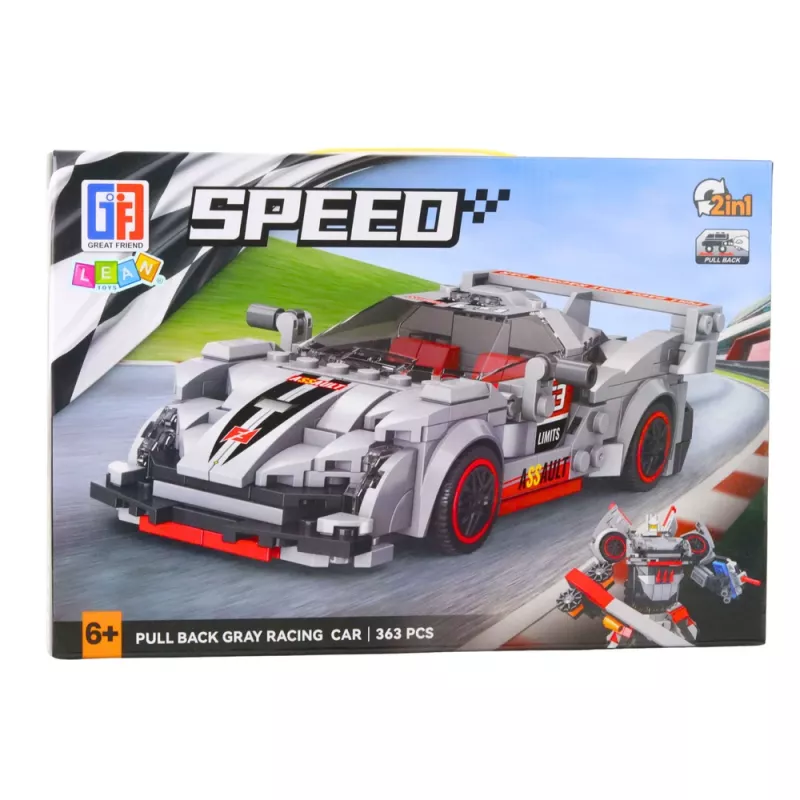 LEAN TOYS Construction Blocks Sports Car Robot 2in1 Gray 363 pcs.
