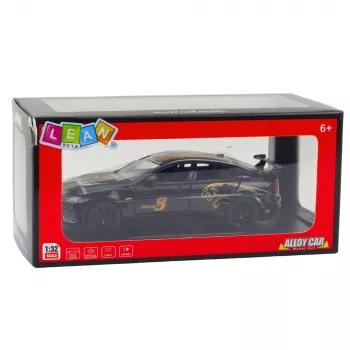 LEAN TOYS Sportinis automobilis Metalas Pull-Back Važiavimas Šviesos Garsai Juodas 1:32