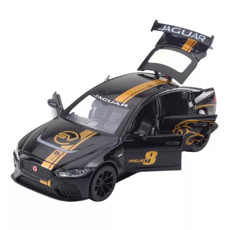 LEAN TOYS Sportinis automobilis Metalas Pull-Back Važiavimas Šviesos Garsai Juodas 1:32