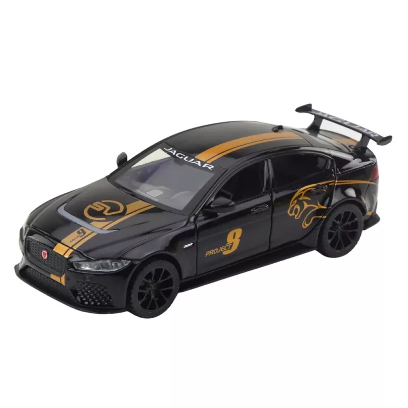 LEAN TOYS Sportinis automobilis Metalas Pull-Back Važiavimas Šviesos Garsai Juodas 1:32
