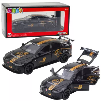 LEAN TOYS Sportinis automobilis Metalas Pull-Back Važiavimas Šviesos Garsai Juodas 1:32