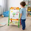 LEAN TOYS Dvipusė magnetinė mokomoji kreidinė lenta 2 viename su žymekliais, raidėmis, skaičiais