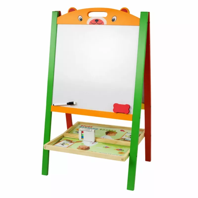 LEAN TOYS Dvipusė magnetinė mokomoji kreidinė lenta 2 viename su žymekliais, raidėmis, skaičiais